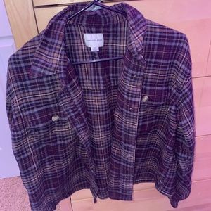 American Eagle Cropped Flannel Shirt